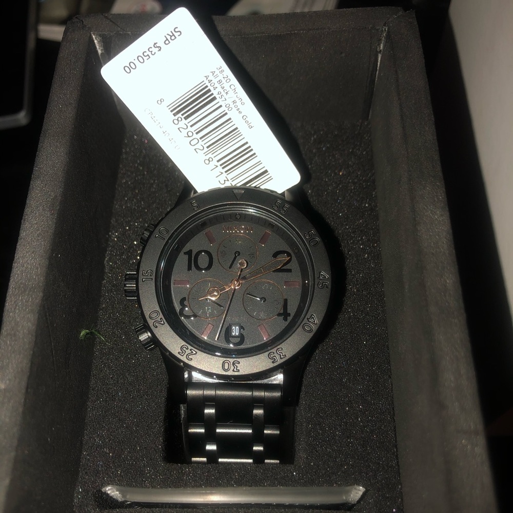 NWT Nikon 38-20 Chrono All Black and Rose Gold OBO